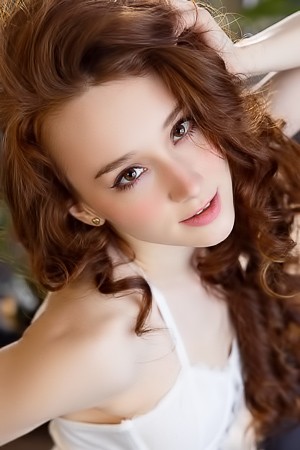 Alice Mido Showcases Her Beauty In Redhead Glamour Lingerie With White Stockings