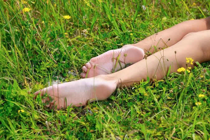 Playing around in a field naked photo 20