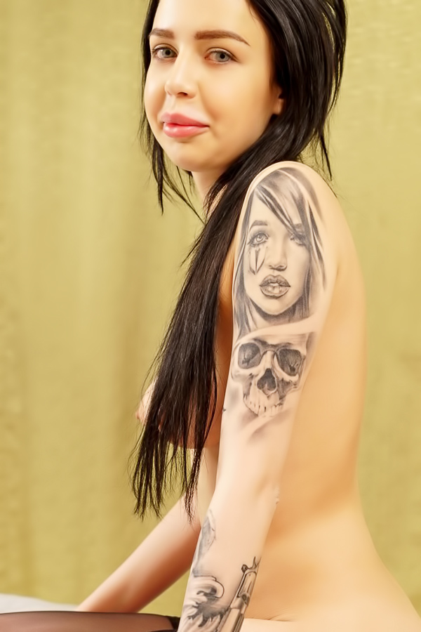 Tattood teen girl with big tits